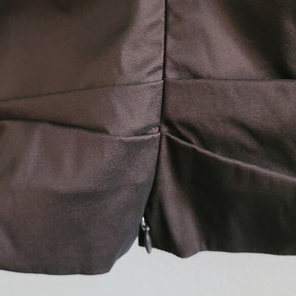 Talbot Runhof Silk Blend Pleated V-Neck Sleeveless Top Brown 8 - Picture 9 of 10